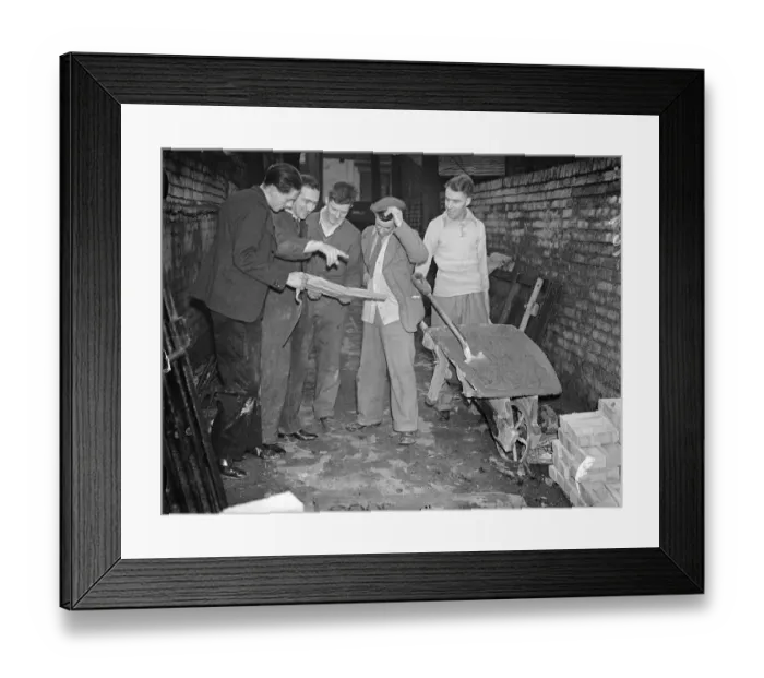 Framed Print : Poets son is architect of new London theatre were all the builders work for nothing Framed Print : Poets son is architect of new London theatre were all the builders work for nothing