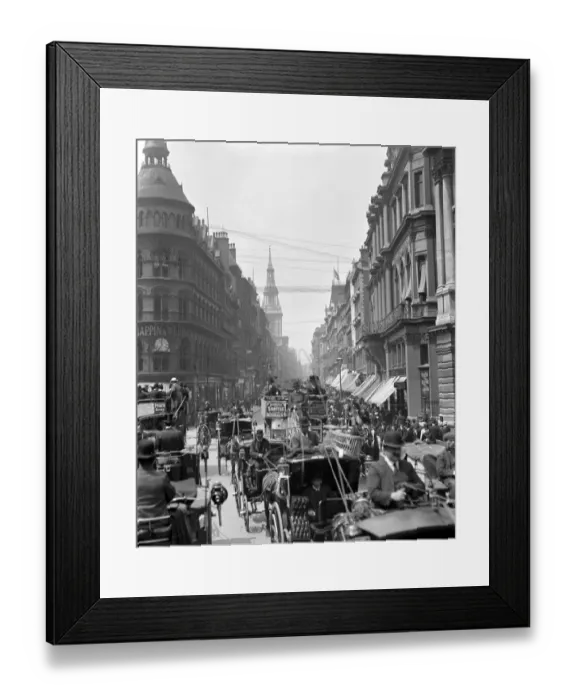 Framed Print : London street scene. A traffic jam around the Mappin & Webb building, London Framed Print : London street scene. A traffic jam around the Mappin & Webb building, London