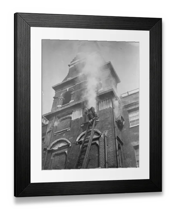Framed Print : London Fireman Give Rescue Display. A display of rescue work, fire fighting Framed Print : London Fireman Give Rescue Display. A display of rescue work, fire fighting