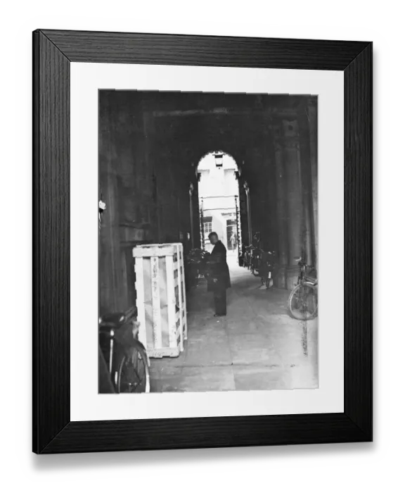 Framed Print : A cleaner sweeping the archers between Downing Street and the foreign office quadrangle today Framed Print : A cleaner sweeping the archers between Downing Street and the foreign office quadrangle today