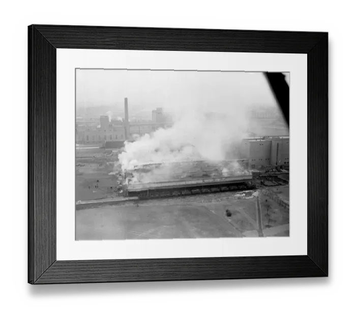 Framed Print : Park Royal Brewery a blaze. A fierce fire raged for hours in buildings at the Guinness Brewery Framed Print : Park Royal Brewery a blaze. A fierce fire raged for hours in buildings at the Guinness Brewery