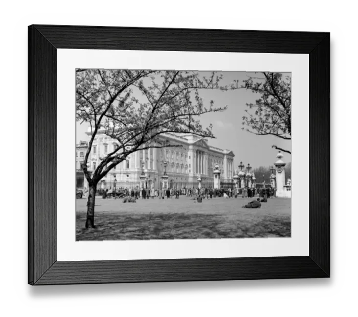 Framed Print : Crowds outside Buckingham Palace, London, England, UK 1960 s Framed Print : Crowds outside Buckingham Palace, London, England, UK 1960 s