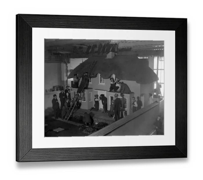 Framed Print : Princess Elizabeths model home, which was damaged by fire while being brought Framed Print : Princess Elizabeths model home, which was damaged by fire while being brought