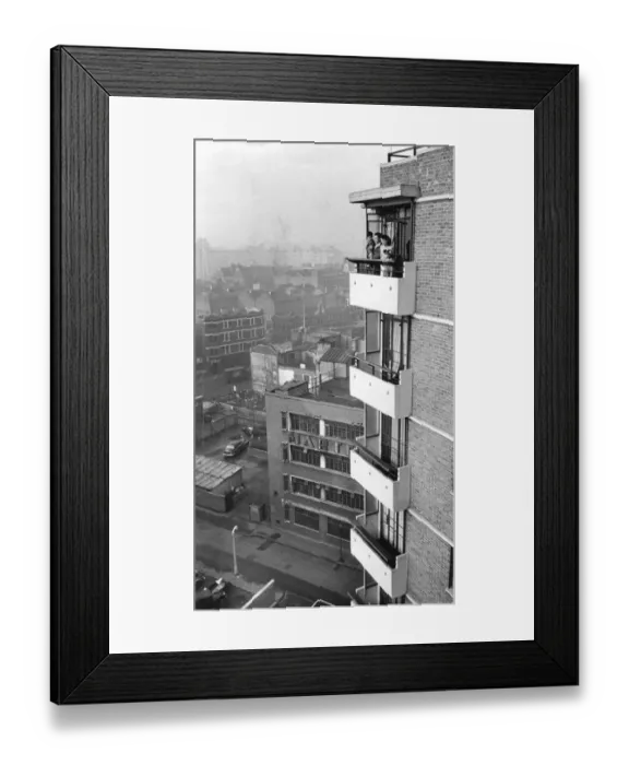 Framed Print : Life on the eleventh storey of the Stafford Cripps Estate, Fisbury. Patrick Welsh
