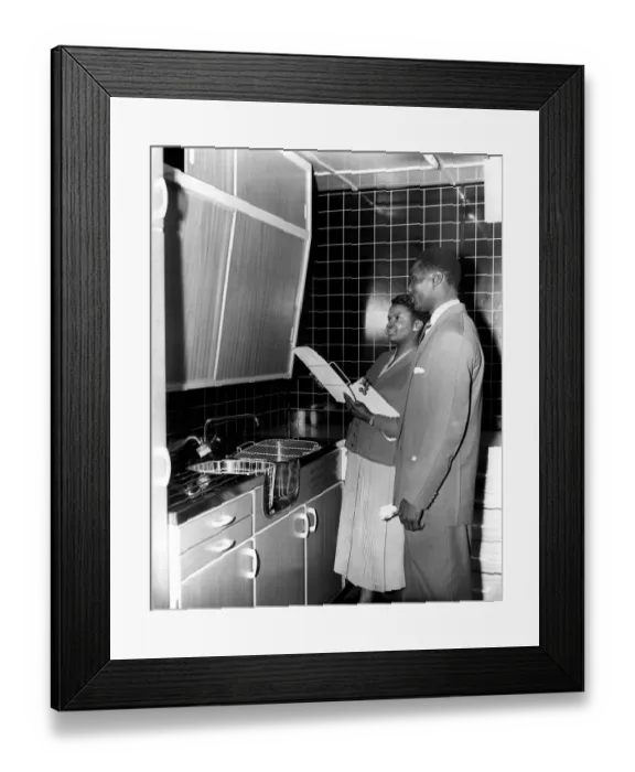 Framed Print : A Jamaican couple choosing a kitchen 1959 Framed Print : A Jamaican couple choosing a kitchen 1959
