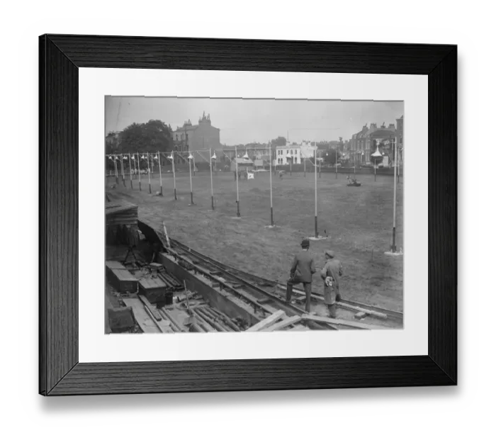 Framed Print : New Brixton greyhound track built in record time. When the new Brixton greyhound