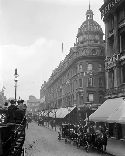 London Street scene. The busy street outside the Maples and Co. Furniture Store