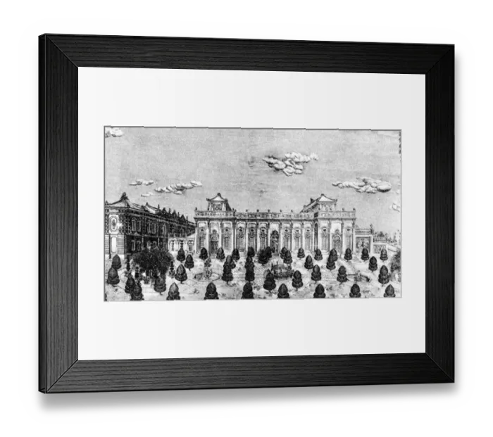 Framed Print : Palace of Yuan Ming Yuan, Beijing, China. in 1786 : The South Facade of Hai Yen Tang Framed Print : Palace of Yuan Ming Yuan, Beijing, China. in 1786 : The South Facade of Hai Yen Tang
