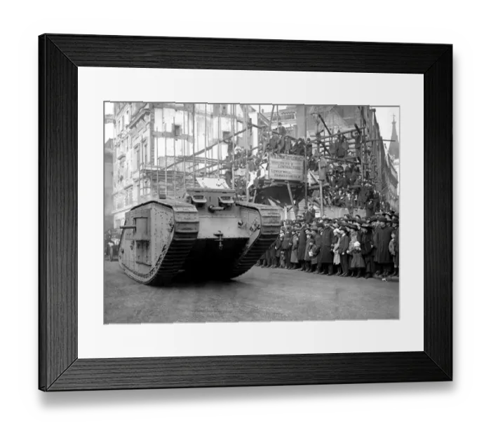 Framed Print : Lord Mayor of Londons Show, 1917. Tank in procession outside a building site in Lower Mall Framed Print : Lord Mayor of Londons Show, 1917. Tank in procession outside a building site in Lower Mall