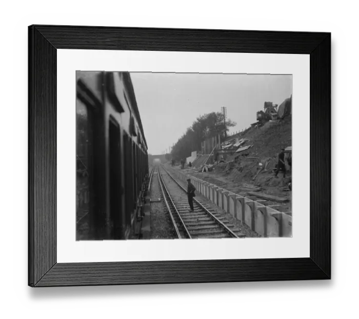 Framed Print : A train passing through the newly constructed Albany Park Station. 1935 Framed Print : A train passing through the newly constructed Albany Park Station. 1935