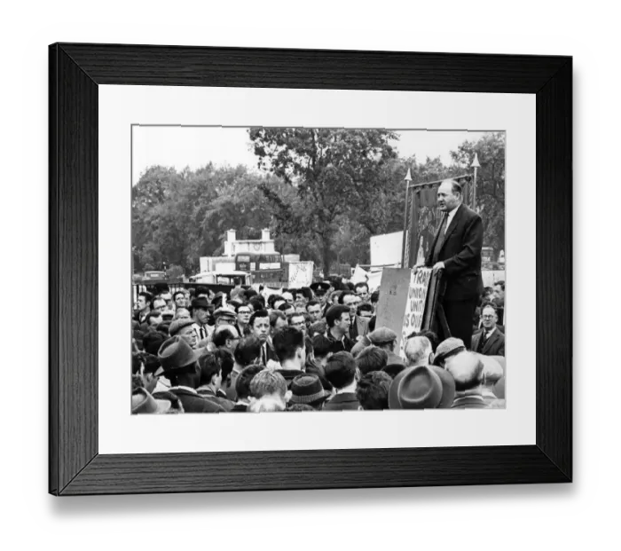 Framed Print : Building trade workers met yesterday at Hyde Park in London. The speaker was Framed Print : Building trade workers met yesterday at Hyde Park in London. The speaker was