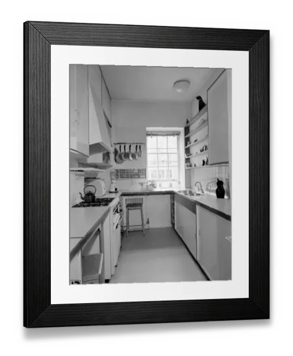 Framed Print : London: Kitchen of Mrs Gretel Beer, of 3, South Square Grays Inn. 23 April 1959 Framed Print : London: Kitchen of Mrs Gretel Beer, of 3, South Square Grays Inn. 23 April 1959