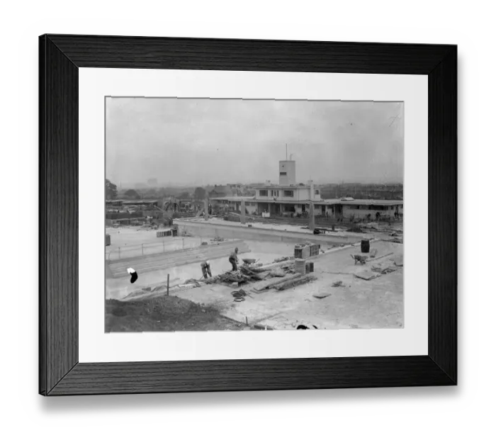 Framed Print : Chingfords hillside swimming pool nearly ready. Chingfords new swimming