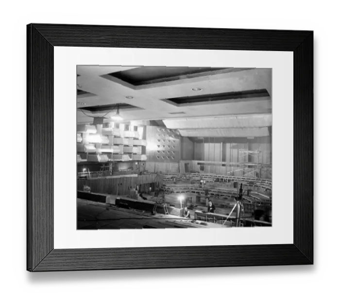 Framed Print : An interior view of the nearly completed Festival of Britain Concert Hall, showing