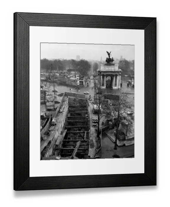 Framed Print : Construction work on the building of the new traffic underpass has started at Hyde