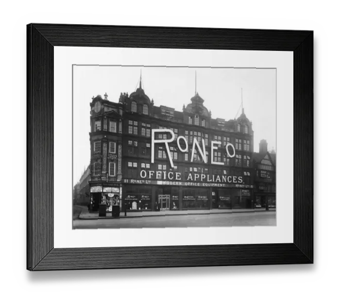 Framed Print : Large building in Holborn, London for Roneo office equipment. 1920 s Framed Print : Large building in Holborn, London for Roneo office equipment. 1920 s
