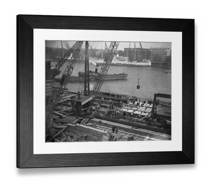 Framed Print : Demolition and construction at London Bridge. Demolition and construction work Framed Print : Demolition and construction at London Bridge. Demolition and construction work