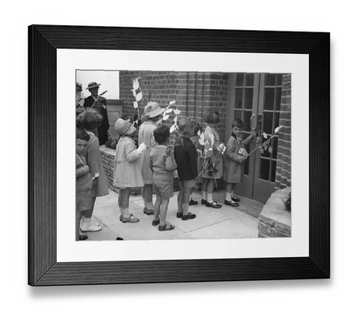 Framed Print : Thomas, son of the novelist J. B. Priestley, unlocking the Sherborne Nursery School Framed Print : Thomas, son of the novelist J. B. Priestley, unlocking the Sherborne Nursery School