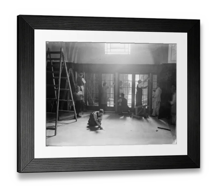 Framed Print : Testing wireless apparatus for Kings speech at Economic Conference. There is Framed Print : Testing wireless apparatus for Kings speech at Economic Conference. There is