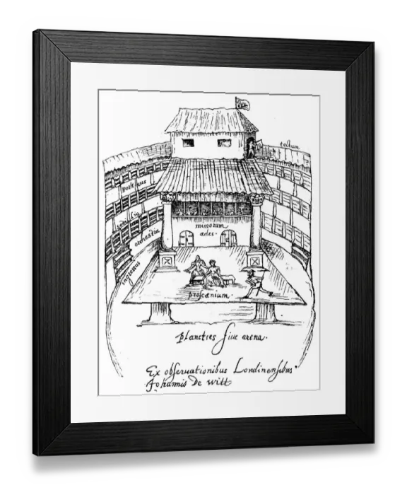Framed Print : The Swan Theatre, London, 1596, (1893). The Swan theatre was built by Francis Langley in c1595 Framed Print : The Swan Theatre, London, 1596, (1893). The Swan theatre was built by Francis Langley in c1595