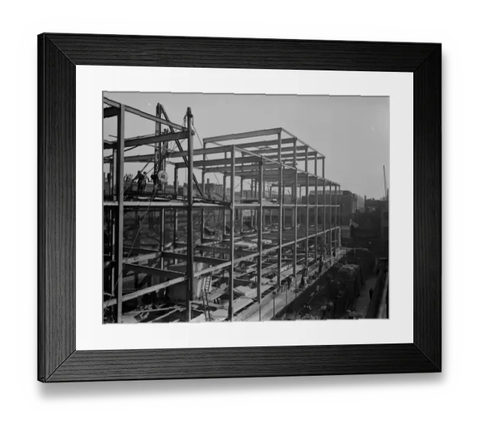 Framed Print : Shoreditch Town Hall, steelwork by E Wood and Company. 1937 Framed Print : Shoreditch Town Hall, steelwork by E Wood and Company. 1937