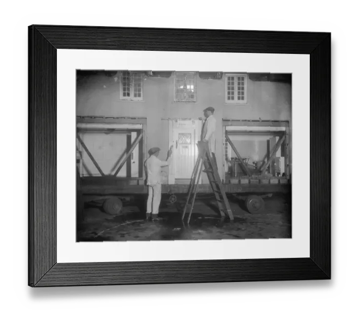 Framed Print : Repairing Princess Elizabeths model house at the Olympia. Immediately on arrival Framed Print : Repairing Princess Elizabeths model house at the Olympia. Immediately on arrival