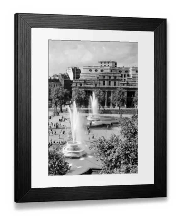 Framed Print : The fountains in Trafalgar Square, London, England. 1940s, 1950s Framed Print : The fountains in Trafalgar Square, London, England. 1940s, 1950s