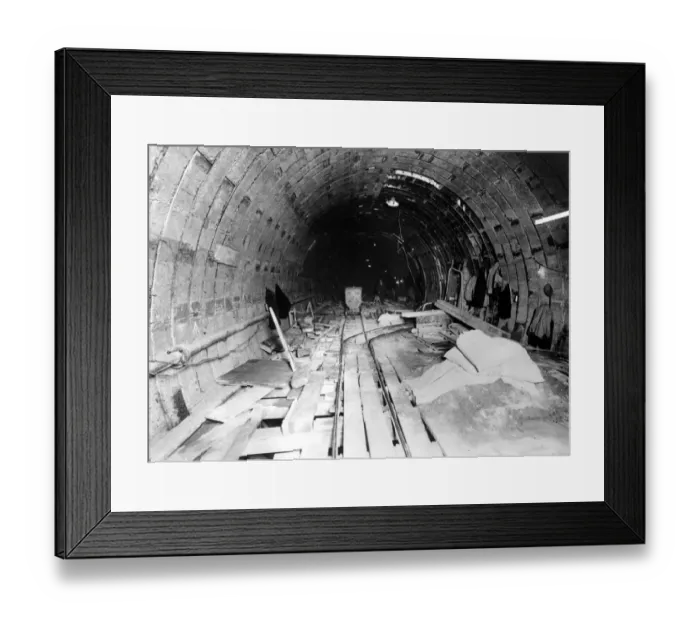 Framed Print : The building of the London Underground railway. Construction of the Clapham South - City Framed Print : The building of the London Underground railway. Construction of the Clapham South - City