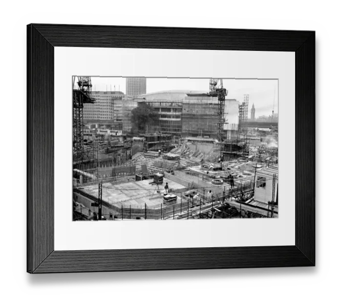 Framed Print : Work in progress on the new National Theatre on the South Bank of the River Thames, London Framed Print : Work in progress on the new National Theatre on the South Bank of the River Thames, London