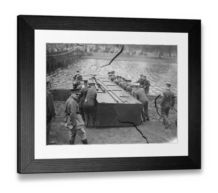Framed Print : Weekend Sappers build bridge for Coronation crowds in St Jamess Park. Eighty Framed Print : Weekend Sappers build bridge for Coronation crowds in St Jamess Park. Eighty