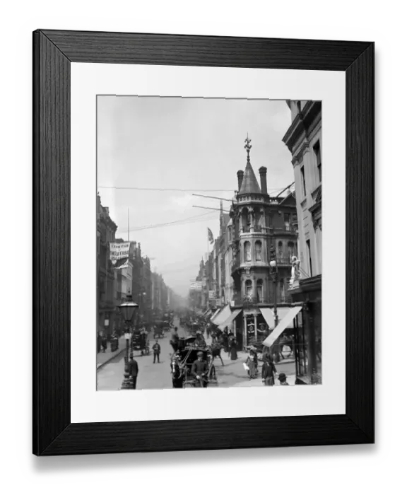 Framed Print : London street scene. Looking down New Bond Street, London. Early 1900s Framed Print : London street scene. Looking down New Bond Street, London. Early 1900s