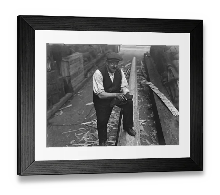 Framed Print : Mast Master !. Hews 65 feet wooden masts from rough timber at London yards. Mr Alf Webb Framed Print : Mast Master !. Hews 65 feet wooden masts from rough timber at London yards. Mr Alf Webb
