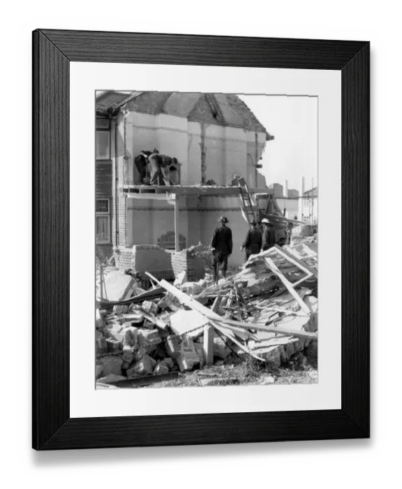 Framed Print : Home front 1940. Air raid damage, Crayford Framed Print : Home front 1940. Air raid damage, Crayford