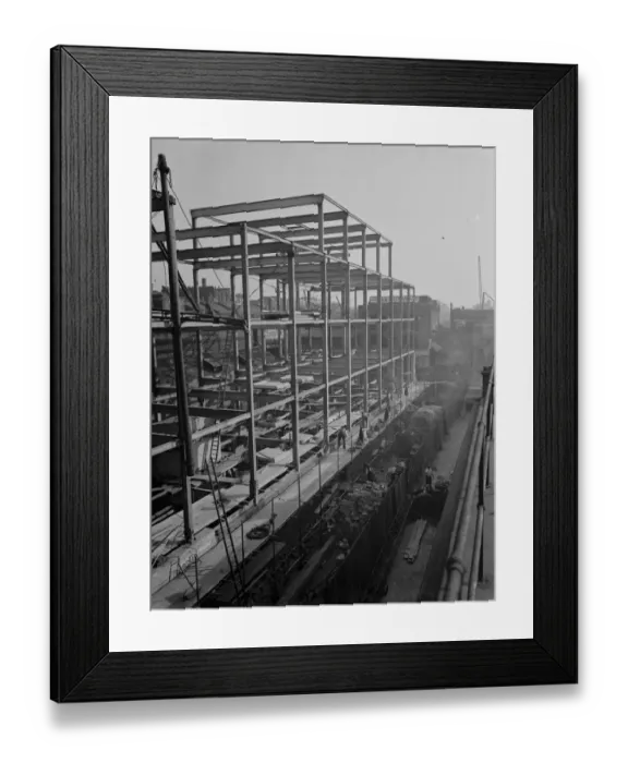 Framed Print : Shoreditch Town Hall, steelwork by E Wood and Company. 1937 Framed Print : Shoreditch Town Hall, steelwork by E Wood and Company. 1937