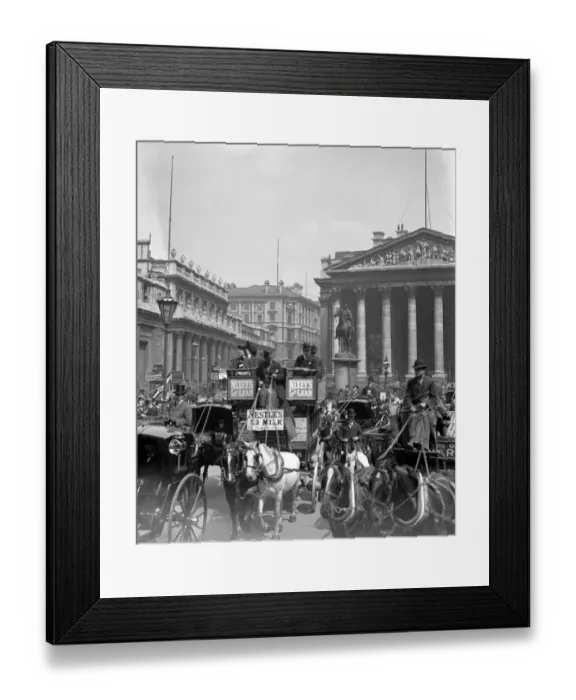 Framed Print : Edwardian London. Horsedrawn traffic congestion by the Royal Exchange ( on