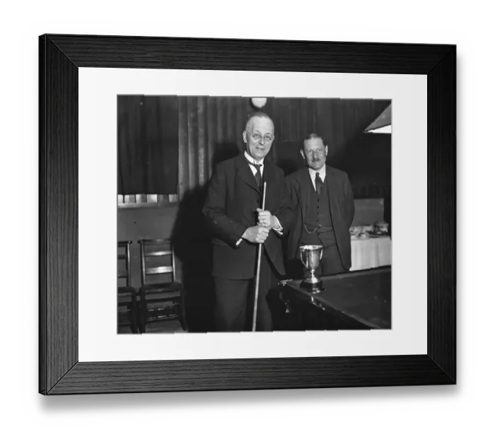 Framed Print : Judge Owen Thompson, K C ( left ) and Mr J E T Stanbra, in the billiards tournament