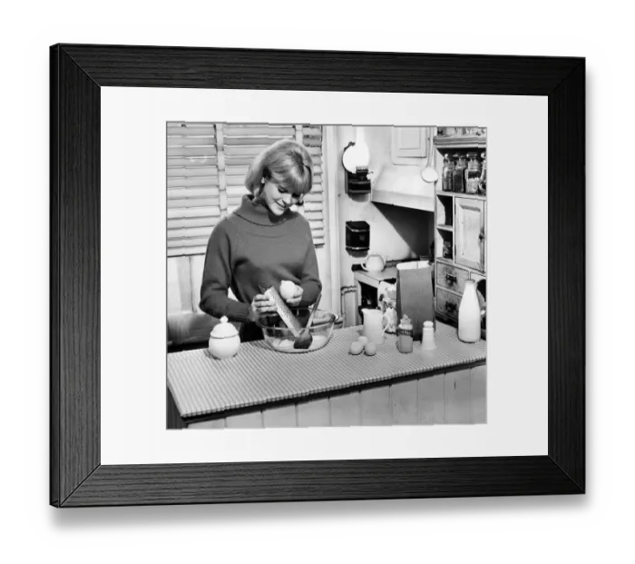 Framed Print : Kitchen general view. May 1966 Framed Print : Kitchen general view. May 1966