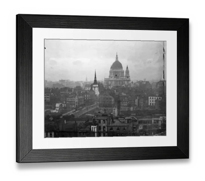 Framed Print : General view of City of London looking up towards St Pauls Cathedral Framed Print : General view of City of London looking up towards St Pauls Cathedral