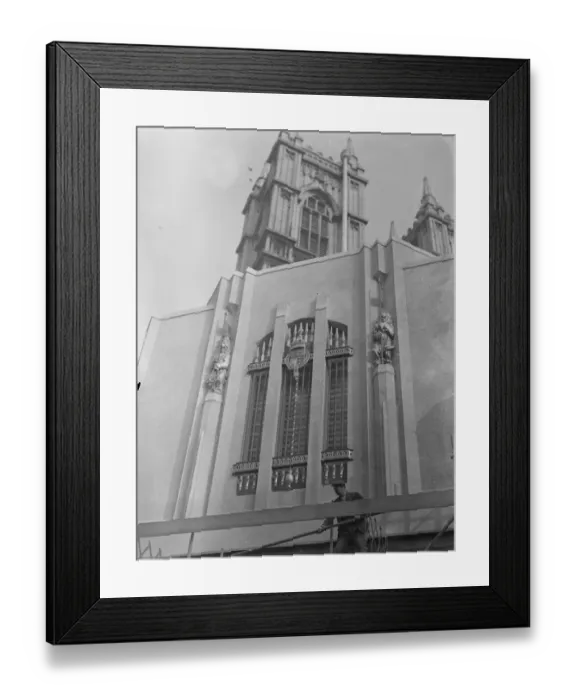 Framed Print : Scaffolding removed from Coronation annex, Royal Lions in position. facade of Framed Print : Scaffolding removed from Coronation annex, Royal Lions in position. facade of
