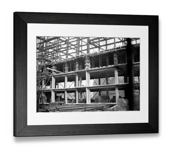 Framed Print : Post war development : New pre - fabricated council flats in course of erection Framed Print : Post war development : New pre - fabricated council flats in course of erection