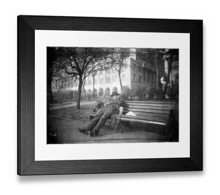 Framed Print : A typical London tramp at home on Embankment. 7 November 1945