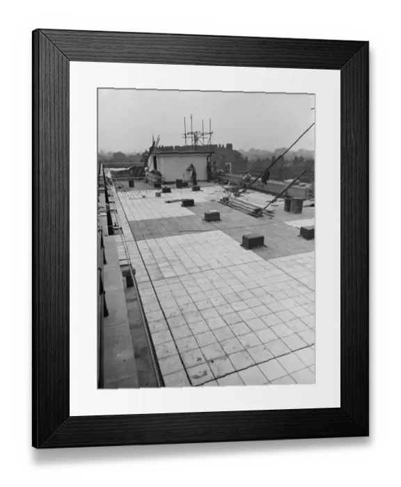 Framed Print : Workers from Val De Travers Asphalt Limited, a paving company, working on paving Framed Print : Workers from Val De Travers Asphalt Limited, a paving company, working on paving