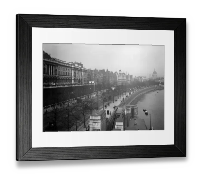 Framed Print : London scene. The Thames embankement with the neo - classical facade of Somerset Framed Print : London scene. The Thames embankement with the neo - classical facade of Somerset