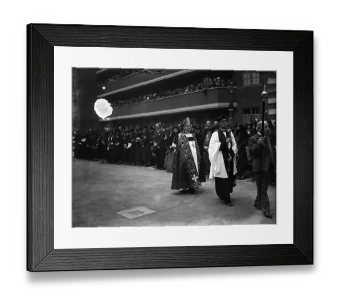 Framed Print : The Archbishop of Canterbury in procession at the opening of the new block of flats Framed Print : The Archbishop of Canterbury in procession at the opening of the new block of flats