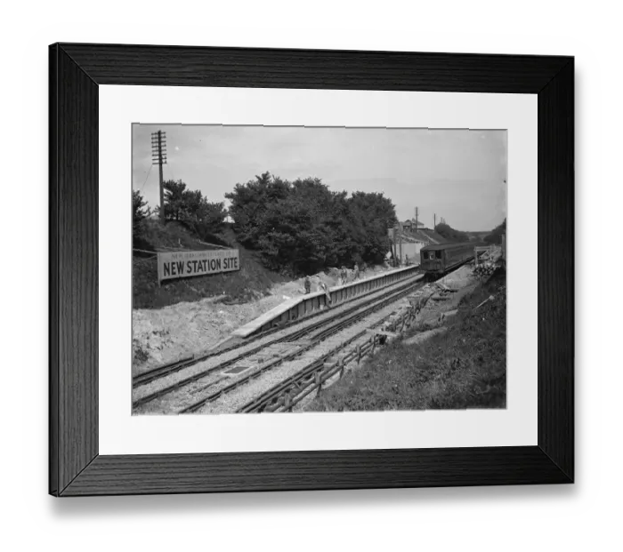 Framed Print : The building works at the new Albany Park Station. 1935
