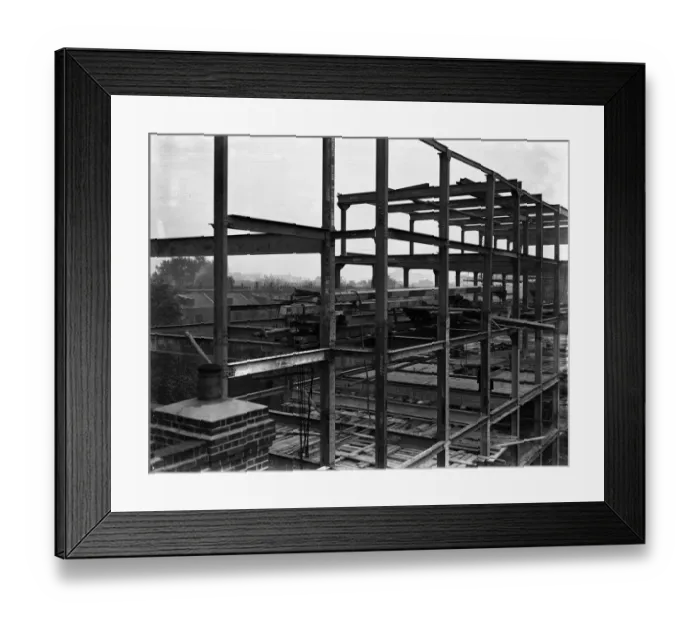 Framed Print : Girder work in a modern building. The new College Hall, University of London, Malet Street Framed Print : Girder work in a modern building. The new College Hall, University of London, Malet Street