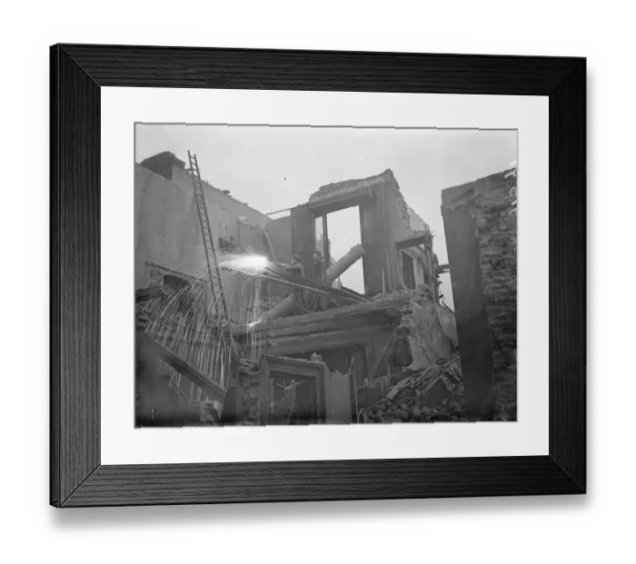 Framed Print : Where stars of the national theatre will Scintiliate. Workmen with an Oxy acetylene Framed Print : Where stars of the national theatre will Scintiliate. Workmen with an Oxy acetylene