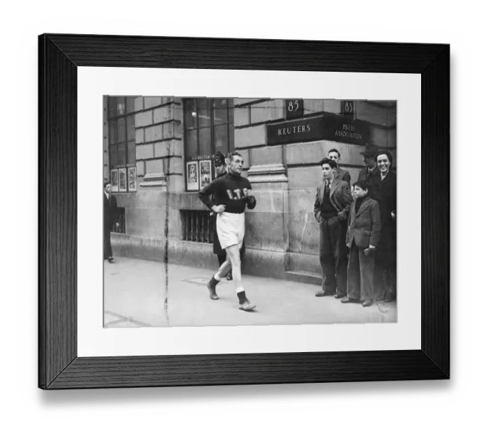 Framed Print : Bert Couzens starts round Britain walk. Burt Couzens, holder of many long, long