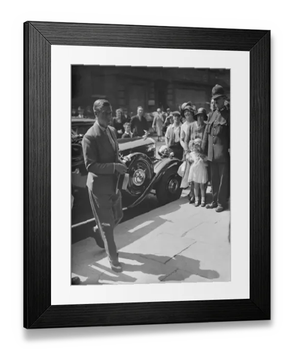 Framed Print : The Prince of Wales arriving to preside over the building societies congress Framed Print : The Prince of Wales arriving to preside over the building societies congress