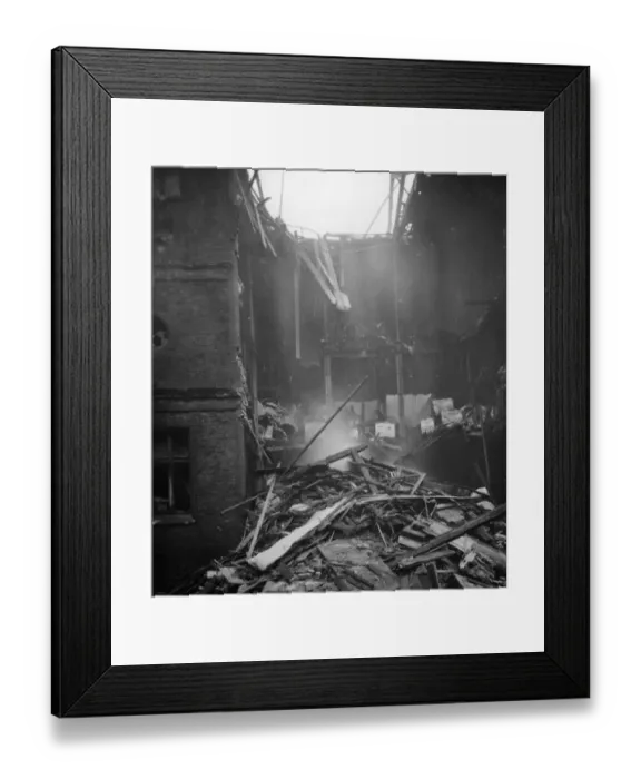 Framed Print : Air raid results. A 50 kilo bomb fell on the pavement right immediately under Framed Print : Air raid results. A 50 kilo bomb fell on the pavement right immediately under